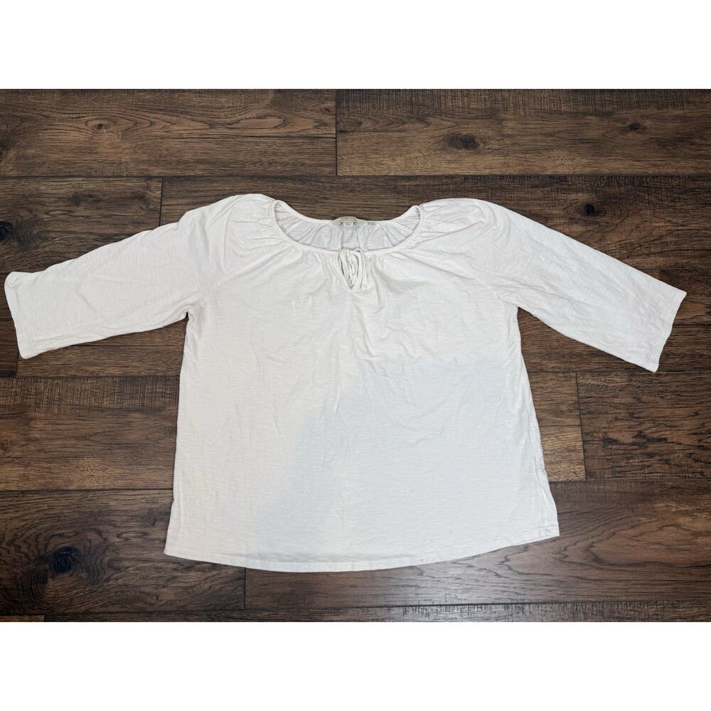 People Tree Organic Cotton White Boho Peasant Lightweight Top T-Shirt Sz 10